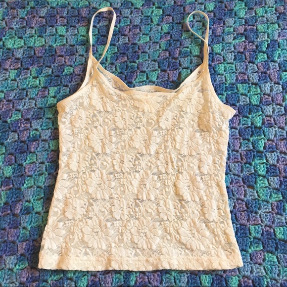 Old Navy Ivory White Lace Medium Cami Shirt Tank - Picture 5 of 7